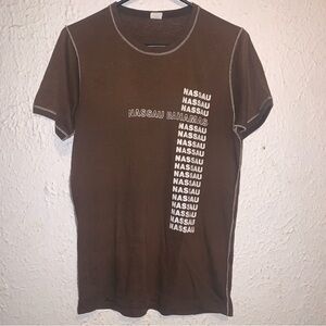 Vintage 70s Nassau Bahamas Sherry Brown Single Stitch Shirt XL USA